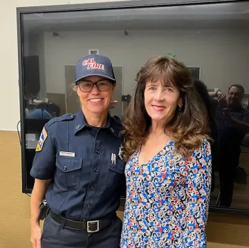 Mila Vujovich-LaBarre and Fire Captain Eva Grady at the September 2025 General Meeting