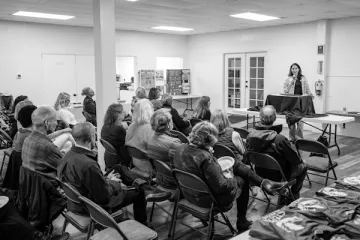 Janelle Sellick addresses the attendees