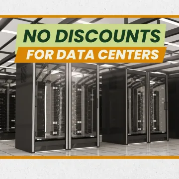 No discounts for data centers on a photo of a data center