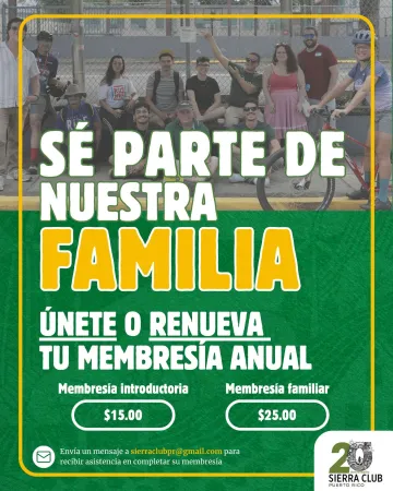 Imagen informando sobre como hacerte miembro de Sierra Club incluyendo los precios.