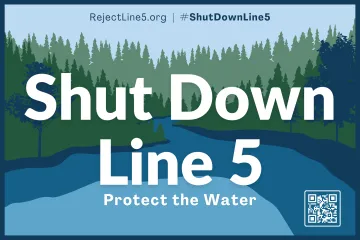Shut down Line 5 yard sign