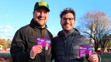 Two Sierra Club volunteers show their support for NC House candidate Rodney Sadler