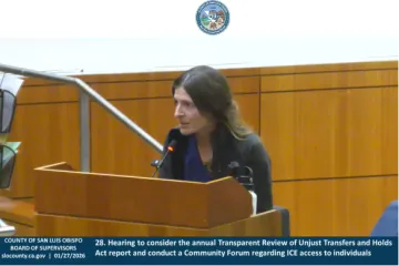 Woman testifying to the SLO County Board of Supervisors