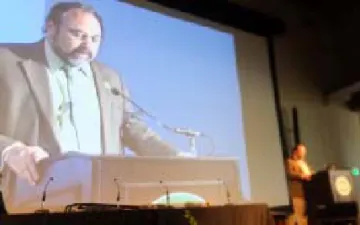 Greg Haas, district aide to Representative Salud Carbajal announcing Carbajal's support of the marine sanctuary