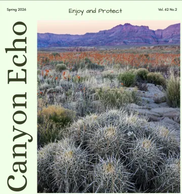 a magazine with a lush desert landscape and purple mountains