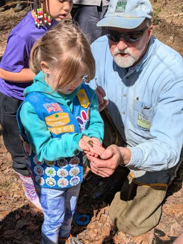 children looking for organisms in creek