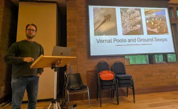 ryan goodman presenting the conservation plan for long creek park