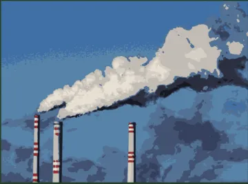 Coal plant smoke blowing in the air 