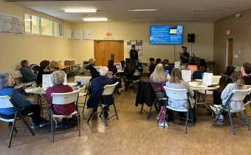 Maev and Herb presenting about Point Sal at the April Earth Action Hour