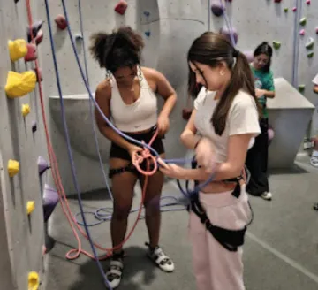 Girl's getting ready to climb
