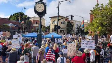 The crowd in San Luis Obispo for the No Kings 3 rally