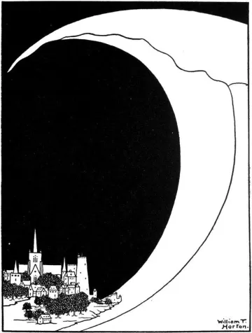 graphic of wave over small town