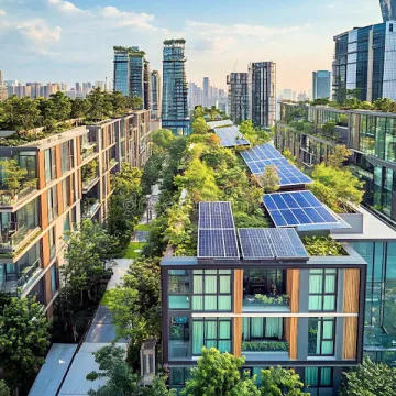 a neighborhood with green energy