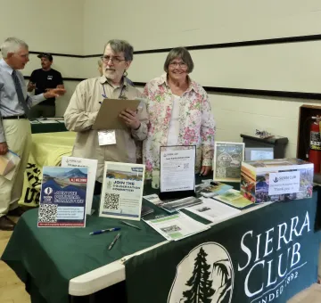 Susan Harvey and Andrew Christie at public forum June 2025
