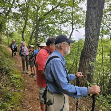 hikers looking at the Yadkin River