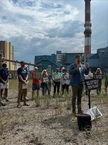 Protest in front of J. H. Campbell plant