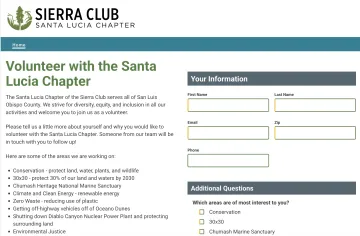 Photo of Santa Lucia Chapter volunteer questionnaire in Salesforce