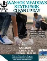 Washoe Meadows Clean Up on June 15th at 9:00 am. 