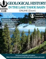 Promotional flyer for Geology history talk on June 6th at 5pm on Zoom. 
