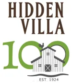 Hidden Villa loga, with barn with rooster & est. 1924 text