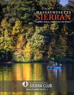 cover of the 2024 Sierran magazine, featuring a kayaker in front of trees changing from green to yellow