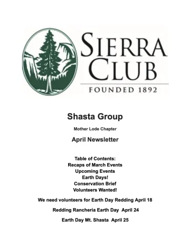 Picture of front page of April newsletter