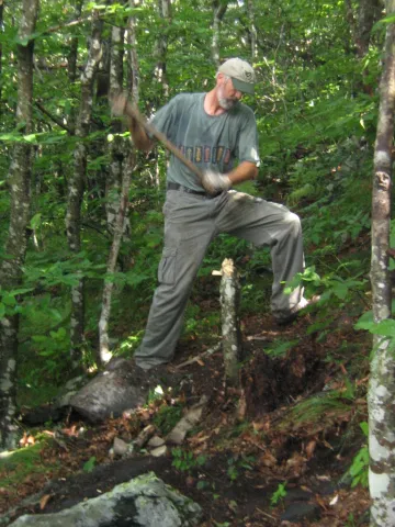Wroking on a trail
