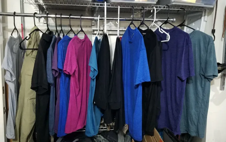 Hanging laundry to air dry, by Deborah Williams