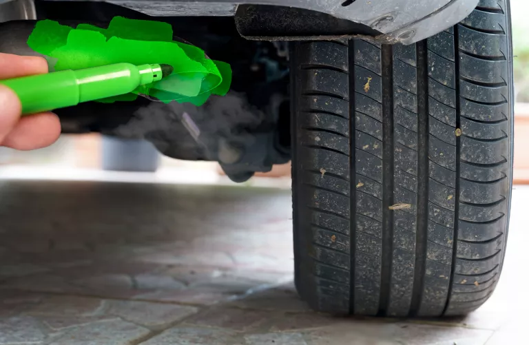 green marker coloring a car exhaust green