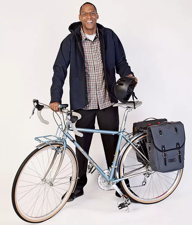 man with a bike and bike gear