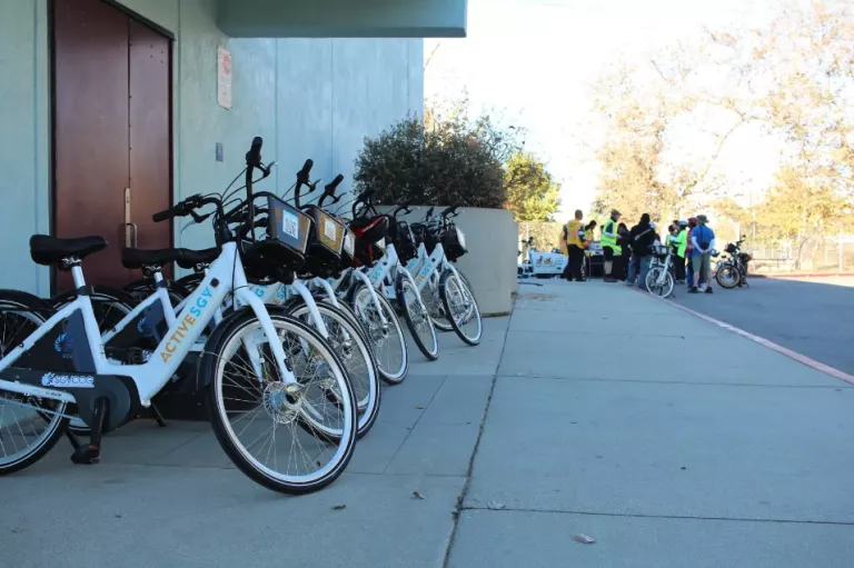Electric bikes waiting to be used