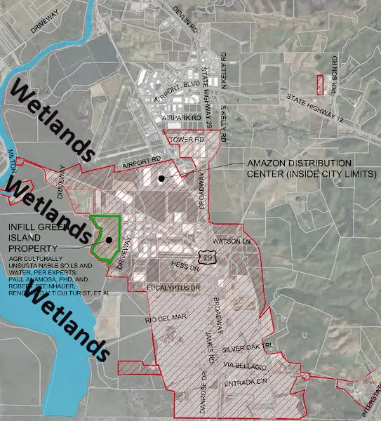 map of AmCan wetlands showing Green Island property