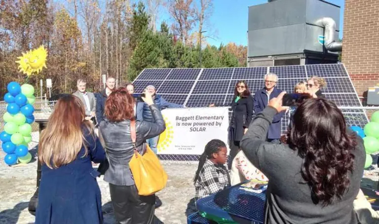 Greater Gwinnett Group at Baggett ES solar panel ribbon cutting
