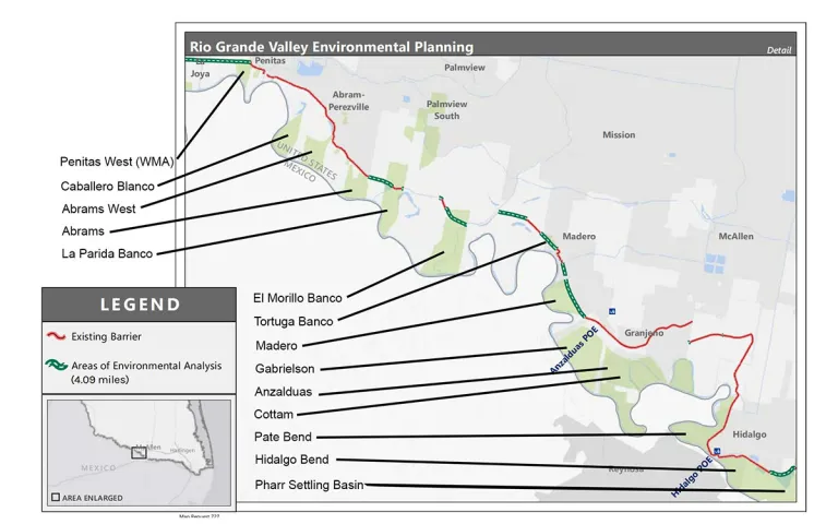 a map of proposed new projects along the border