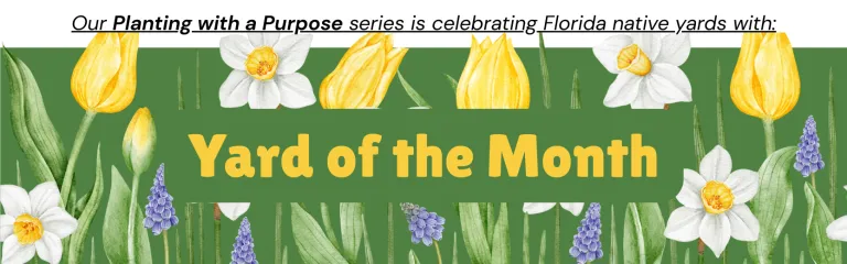 graphic, green, flowers, that says "Yard of the Month"