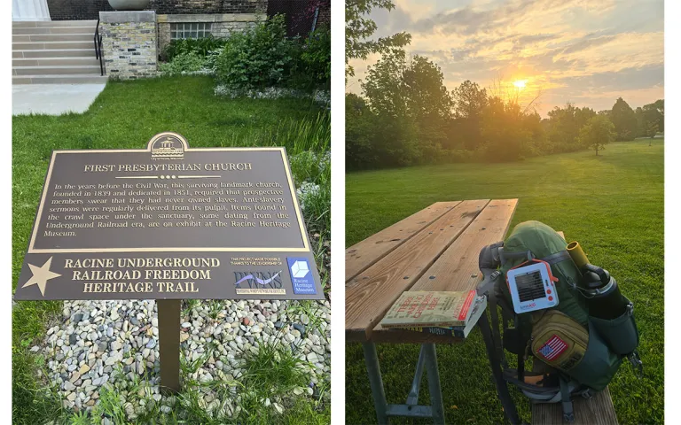 Commemorating history and enjoying the sunset while following the path of the Underground Railroad. | Photo by Sherman Neal II