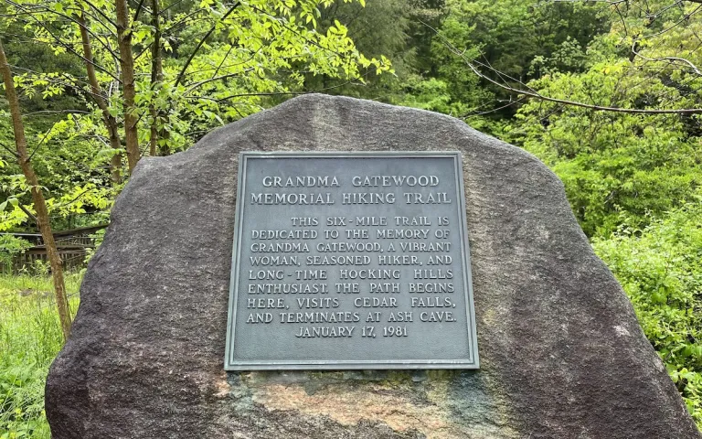 Grandma Gatewood's Memorial Sign set in stone