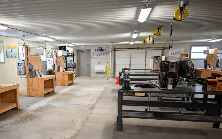 Kennebec Valley Community College’s heat pump lab has trained over 300 people since it launched in 2021. Photo by Kristian Moravec.
