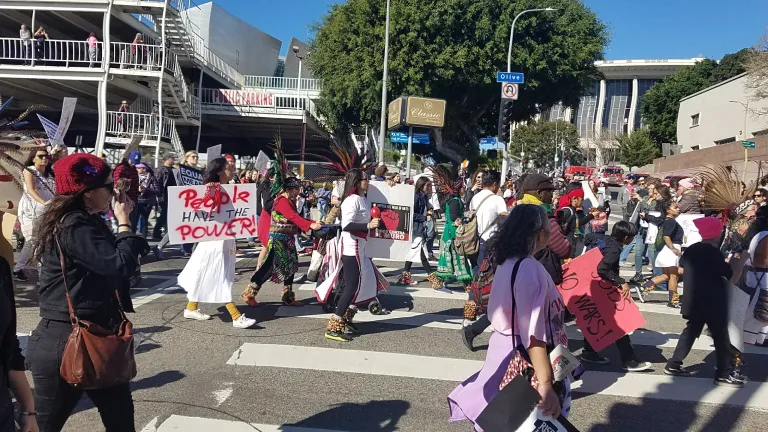 Women marching in Women's March of 2018