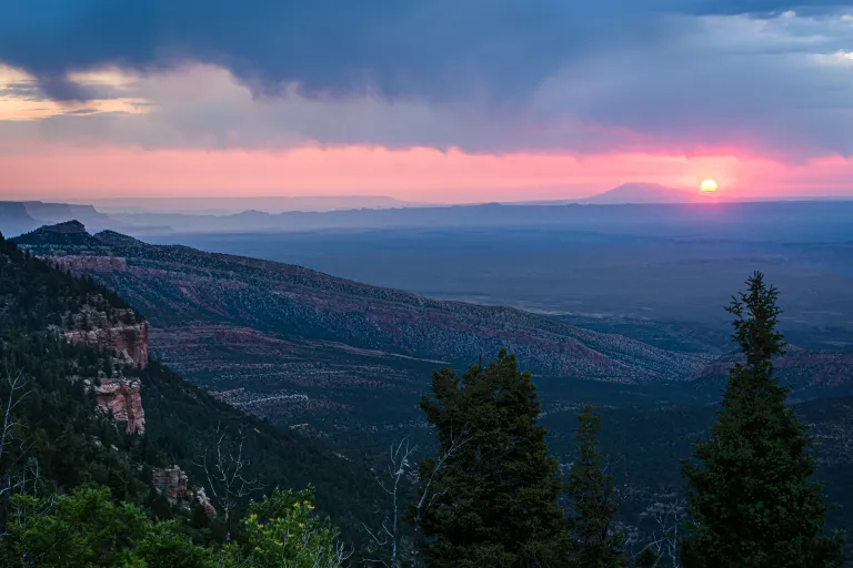 A sunset at a national monument