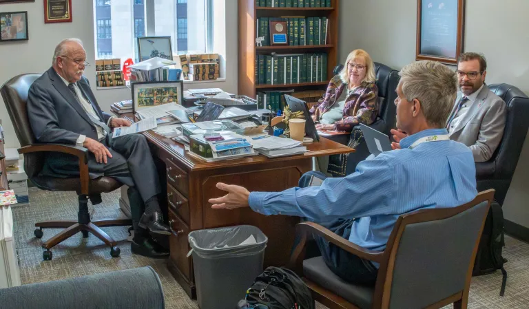 Dan Firth, Candace Tanner and Pat Cupples meet with Representative Bud Hulsey