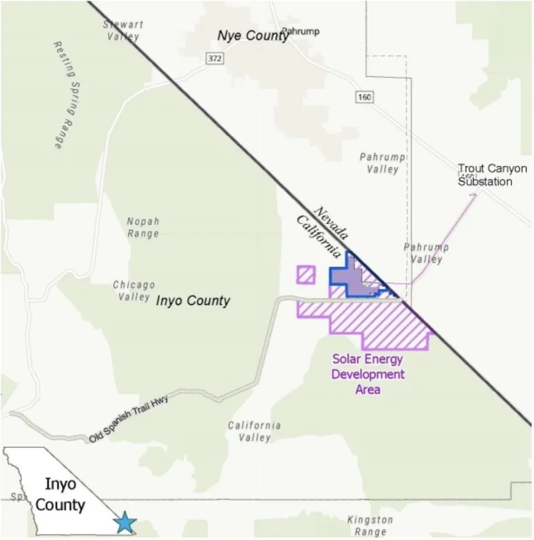 map showing location of the Bonanza Peak Solar Project