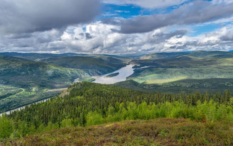 View of Yukon river close to Dawson City, Yukon, Alaska