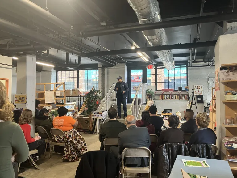 Councilmember Nicholas O'Rourke addresses the audience at Kengsington Corridor Trust.