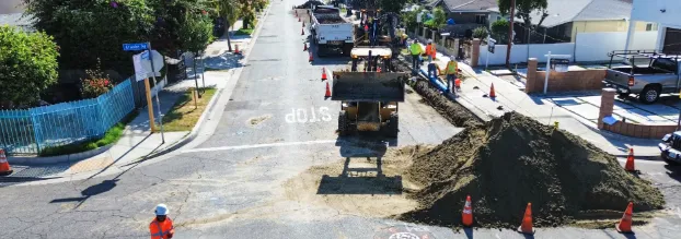 Suburban’s contractors installing new larger water mains in the Sativa water system.
