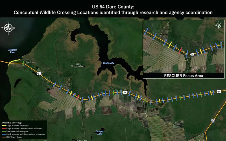 An aerial map of where the crossing will go