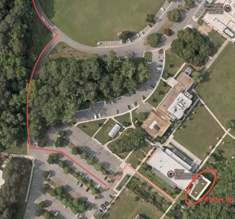 Map to Greer Environmental Science Center