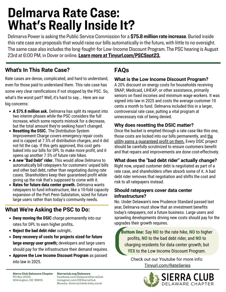 Fact sheet about rate increase