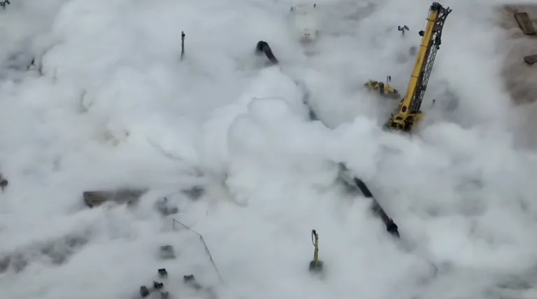 Photo by Joe Bates of the natural gas liquids spilling from Line 5
