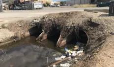 trash in a waterway